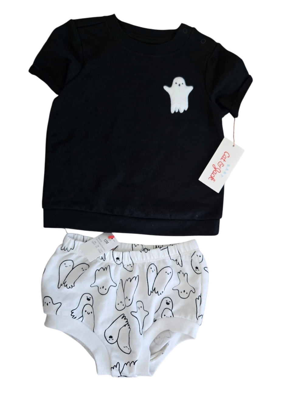 Cat & Jack Baby Ghost Halloween Top & Bloomers Set Size 12M NWT